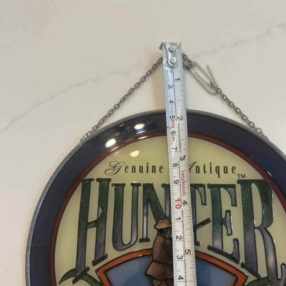 GENUINE ANTIQUE HUNTER Stained Glass Round Wall Hanger‎ Artist ANDE ROONEY